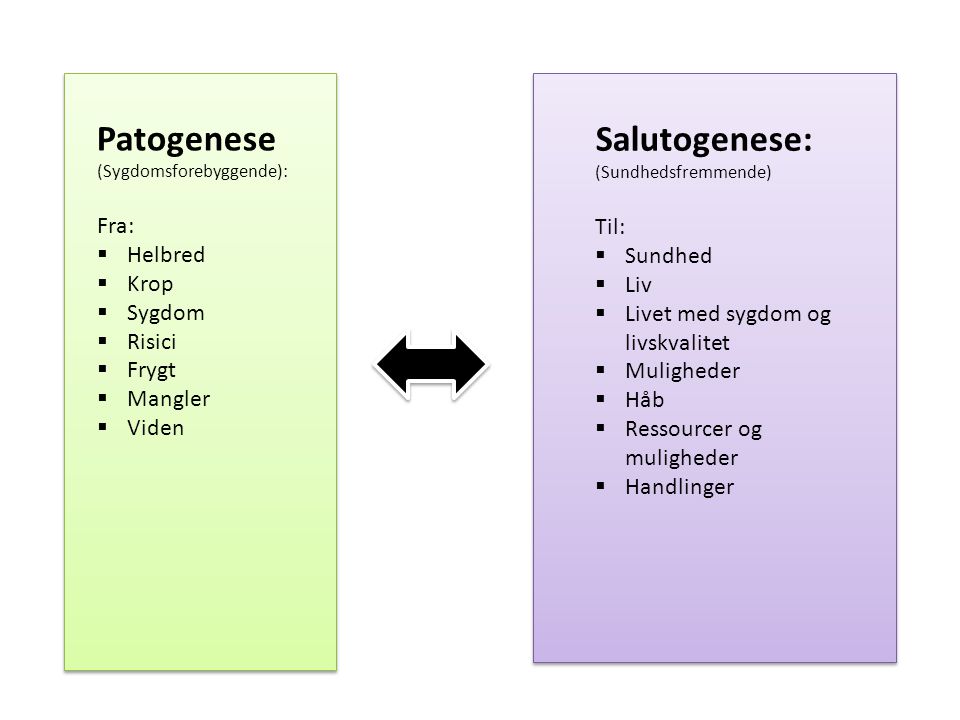 Patogenese (Sygdomsforebyggende): Salutogenese: