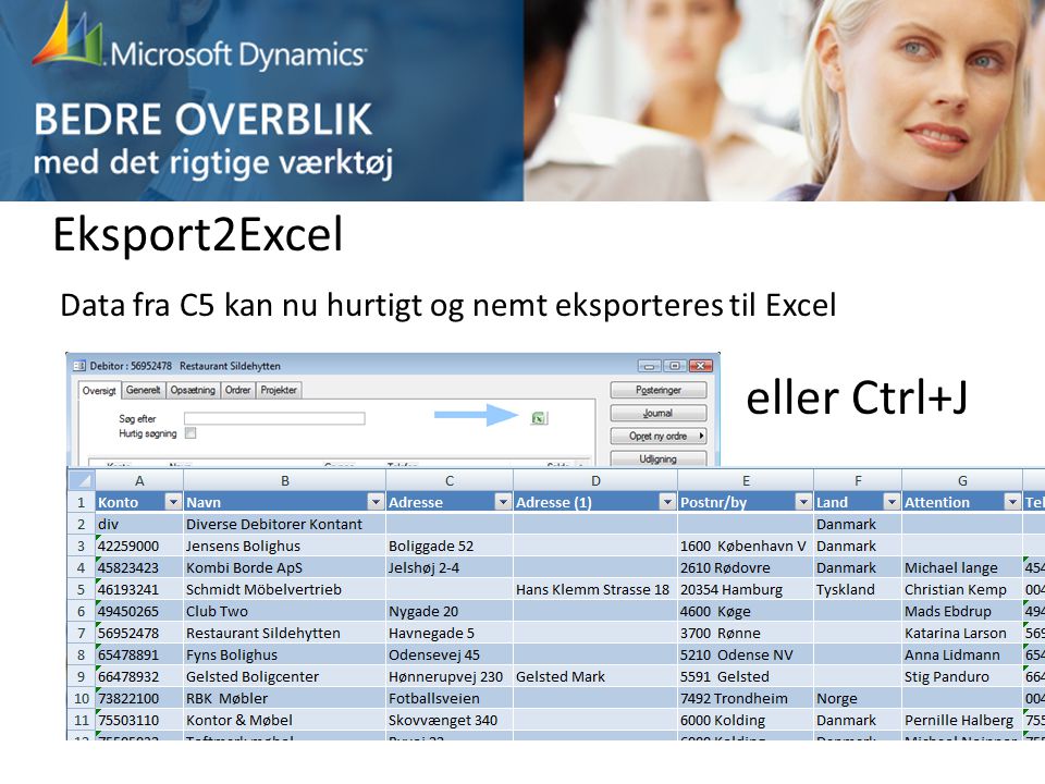Eksport2Excel eller Ctrl+J