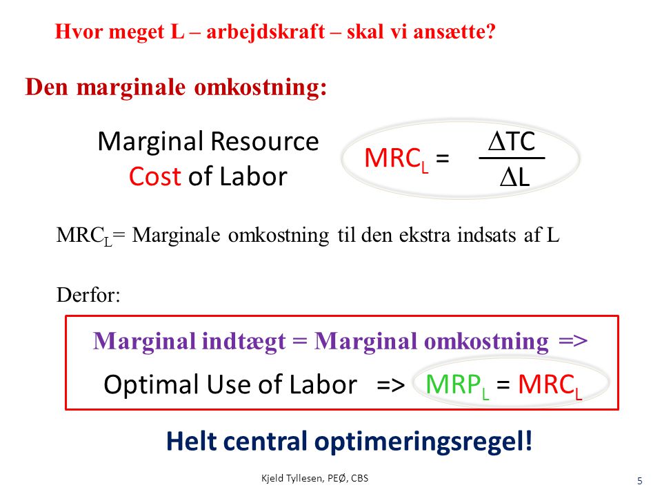 Marginal Resource Cost of Labor