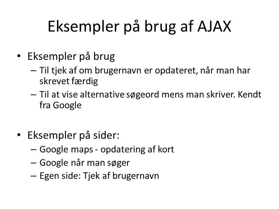 Eksempler på brug af AJAX