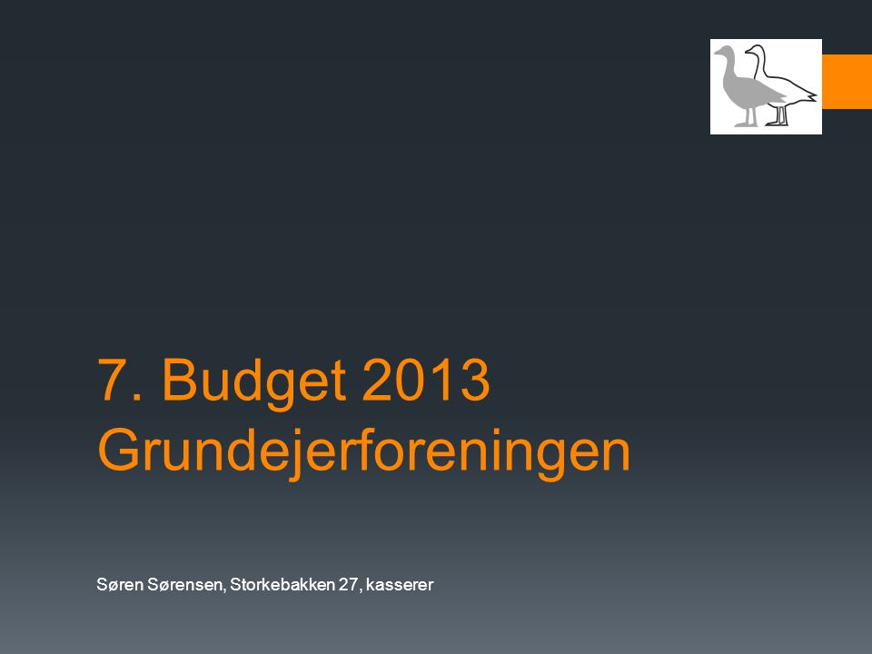 7. Budget 2013 Grundejerforeningen