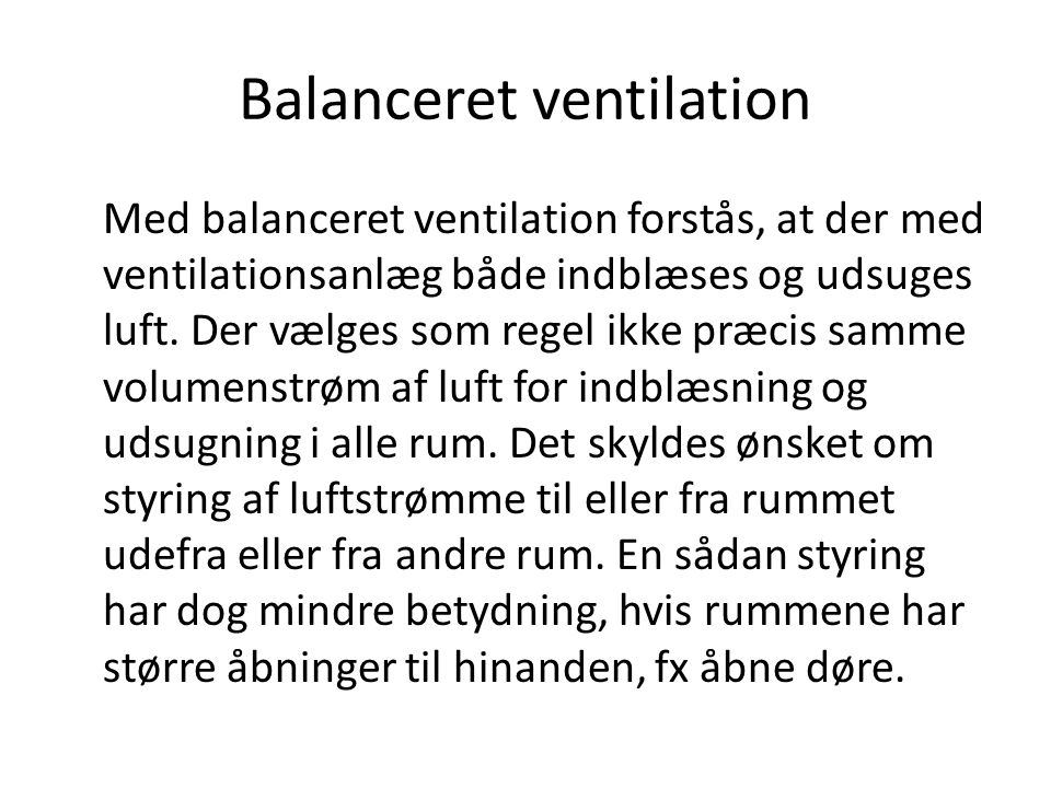 Balanceret ventilation