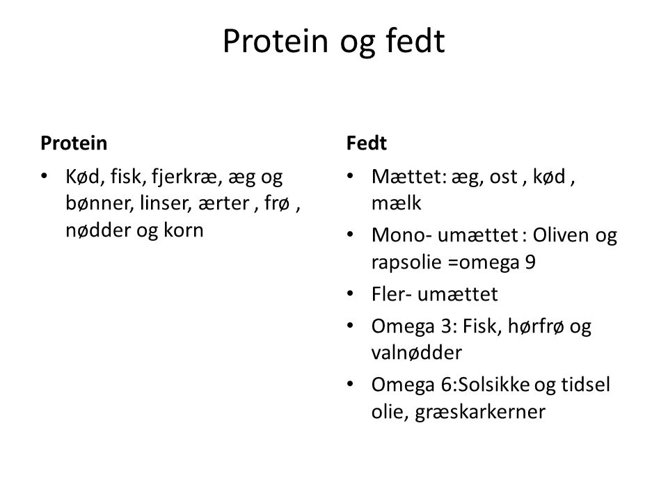 Protein og fedt Protein Fedt