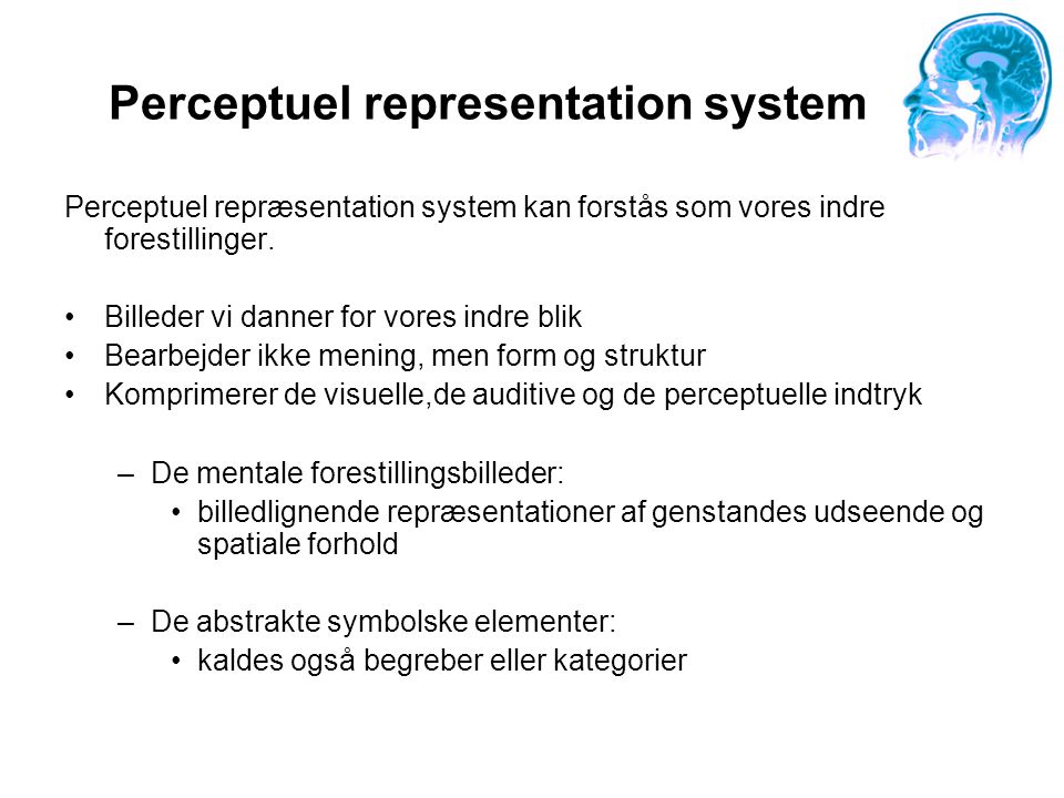 Perceptuel representation system