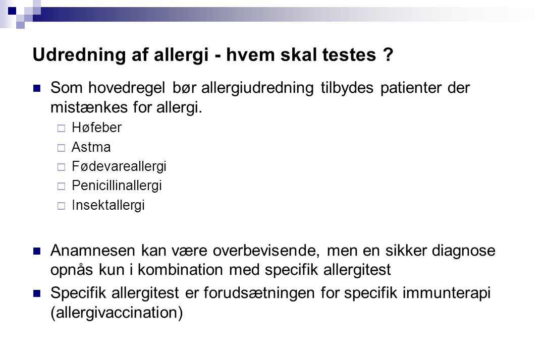 Udredning af allergi - hvem skal testes