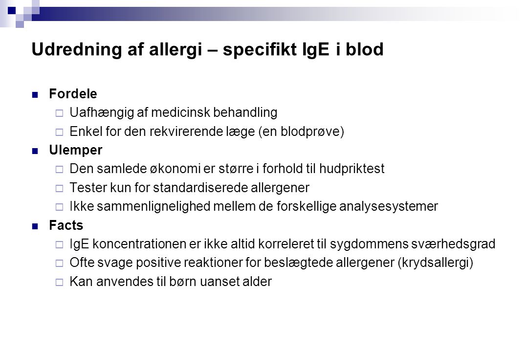 Udredning af allergi – specifikt IgE i blod
