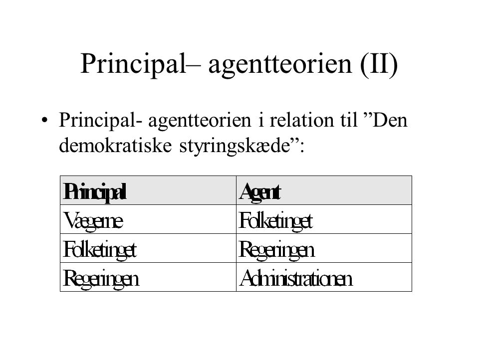 Principal– agentteorien (II)