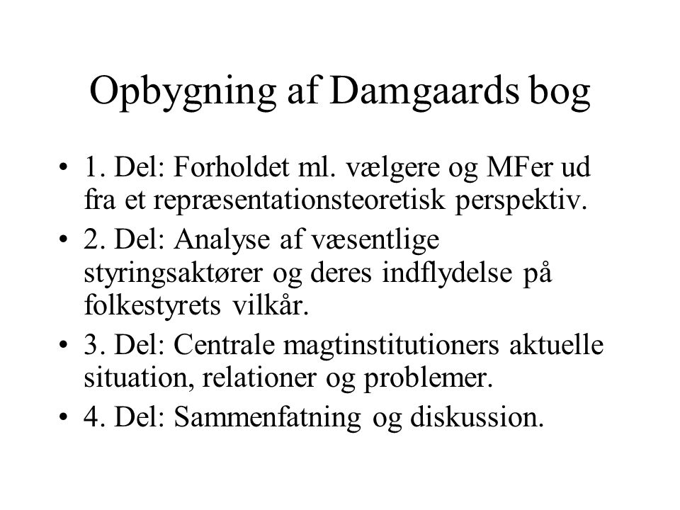 Opbygning af Damgaards bog