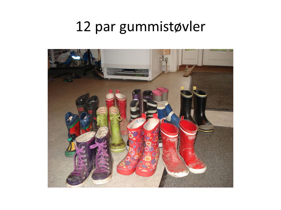 12 par gummistøvler