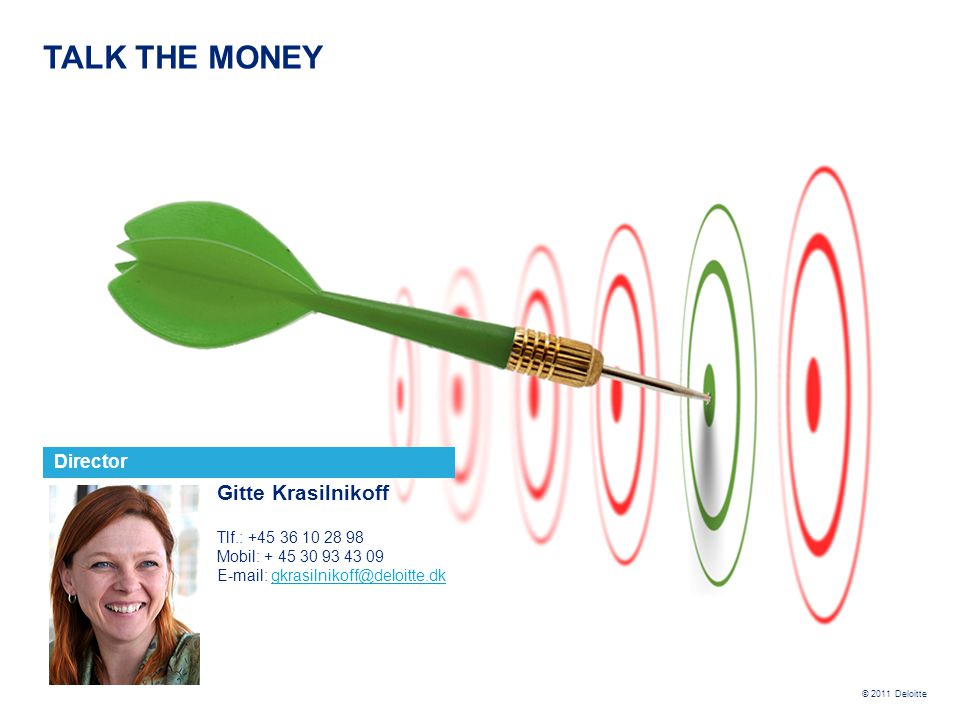 TALK THE MONEY Gitte Krasilnikoff Director Tlf.: