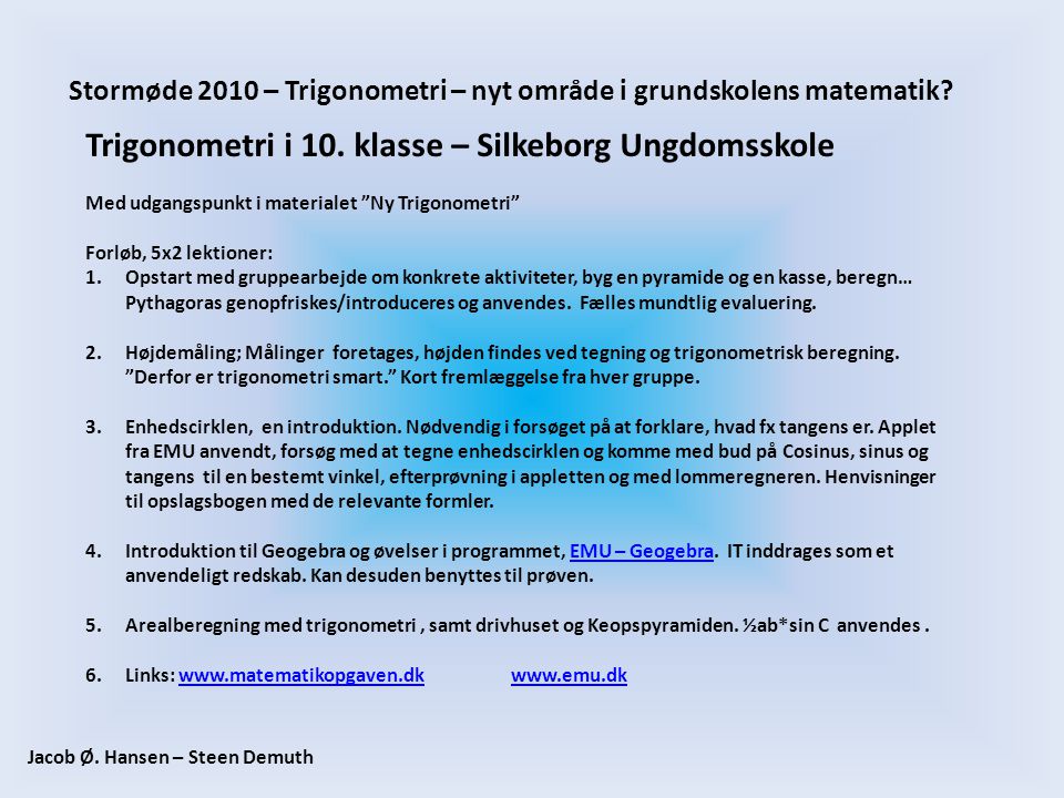 Trigonometri i 10. klasse – Silkeborg Ungdomsskole
