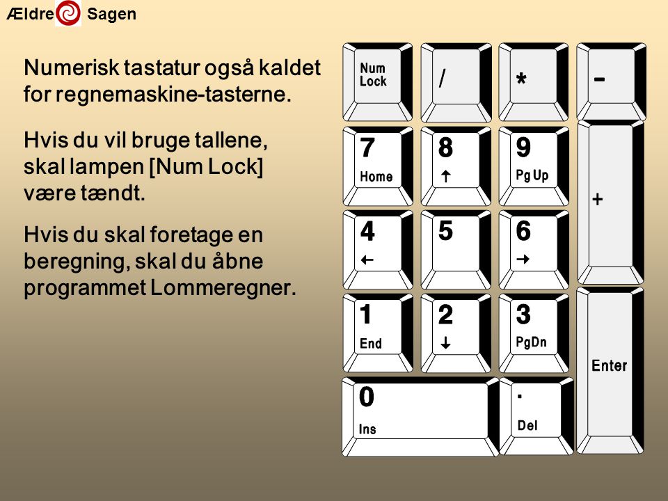 Numerisk tastatur også kaldet for regnemaskine-tasterne.