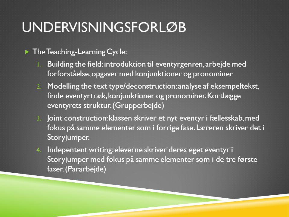 undervisningsforløb The Teaching-Learning Cycle: