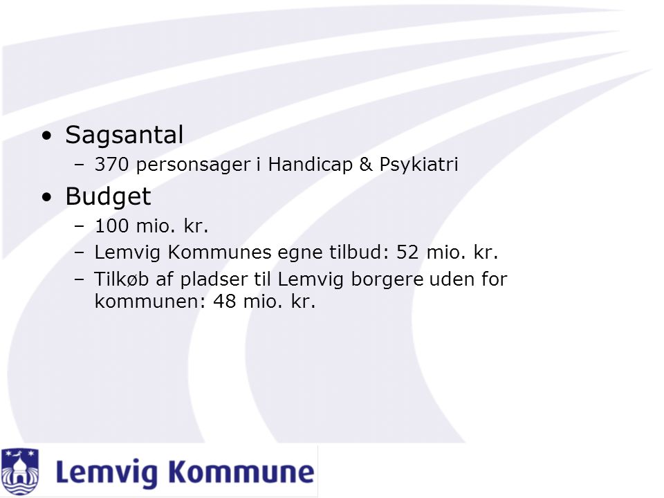 Sagsantal Budget 370 personsager i Handicap & Psykiatri 100 mio. kr.