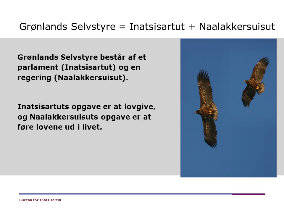 Grønlands Selvstyre = Inatsisartut + Naalakkersuisut