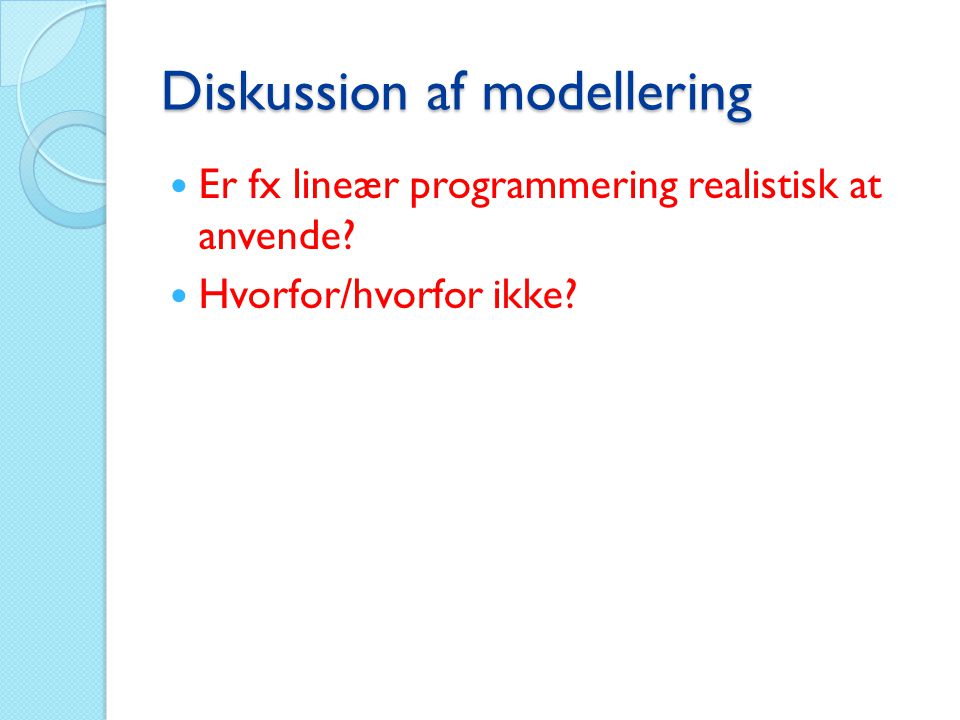 Diskussion af modellering