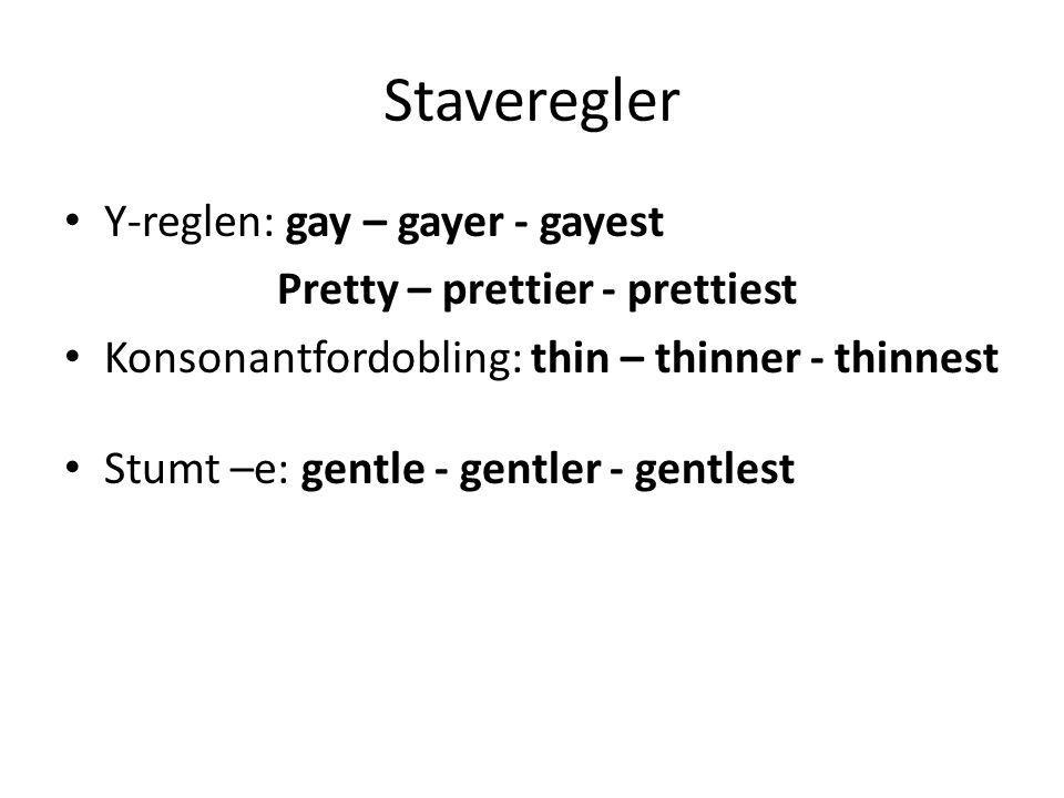 Staveregler Y-reglen: gay – gayer - gayest