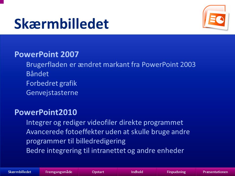 Skærmbilledet PowerPoint 2007