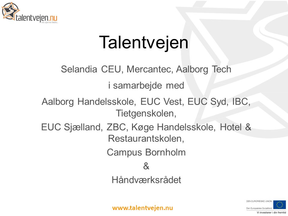 Talentvejen Selandia CEU, Mercantec, Aalborg Tech i samarbejde med