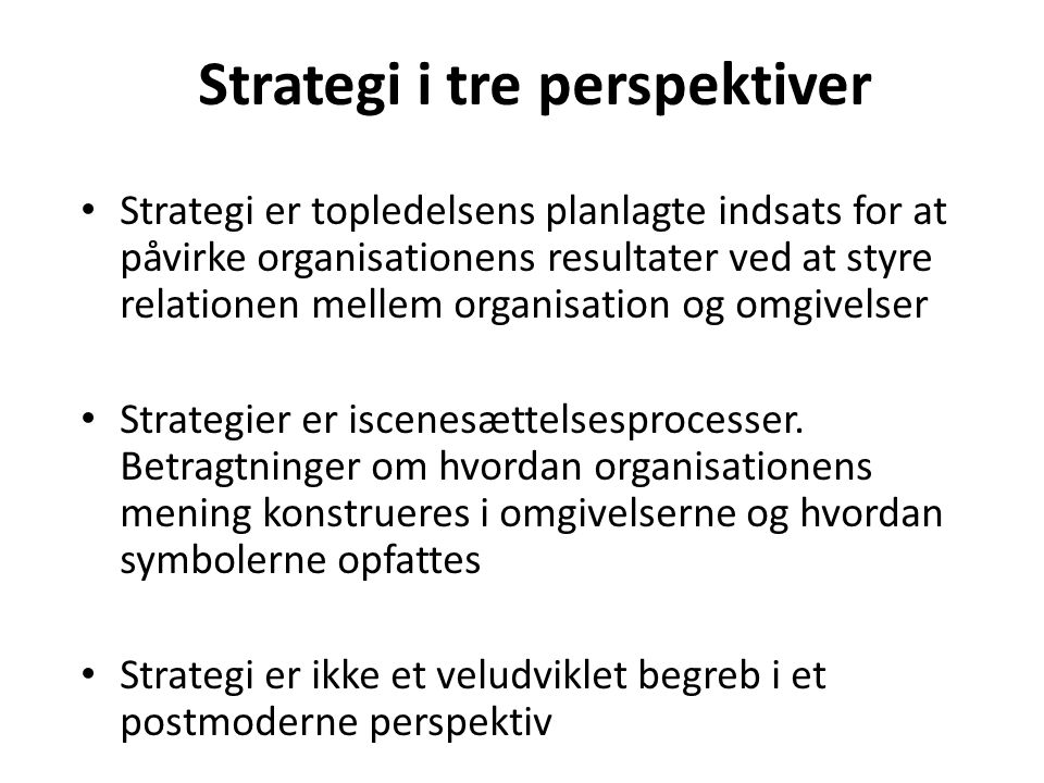Strategi i tre perspektiver