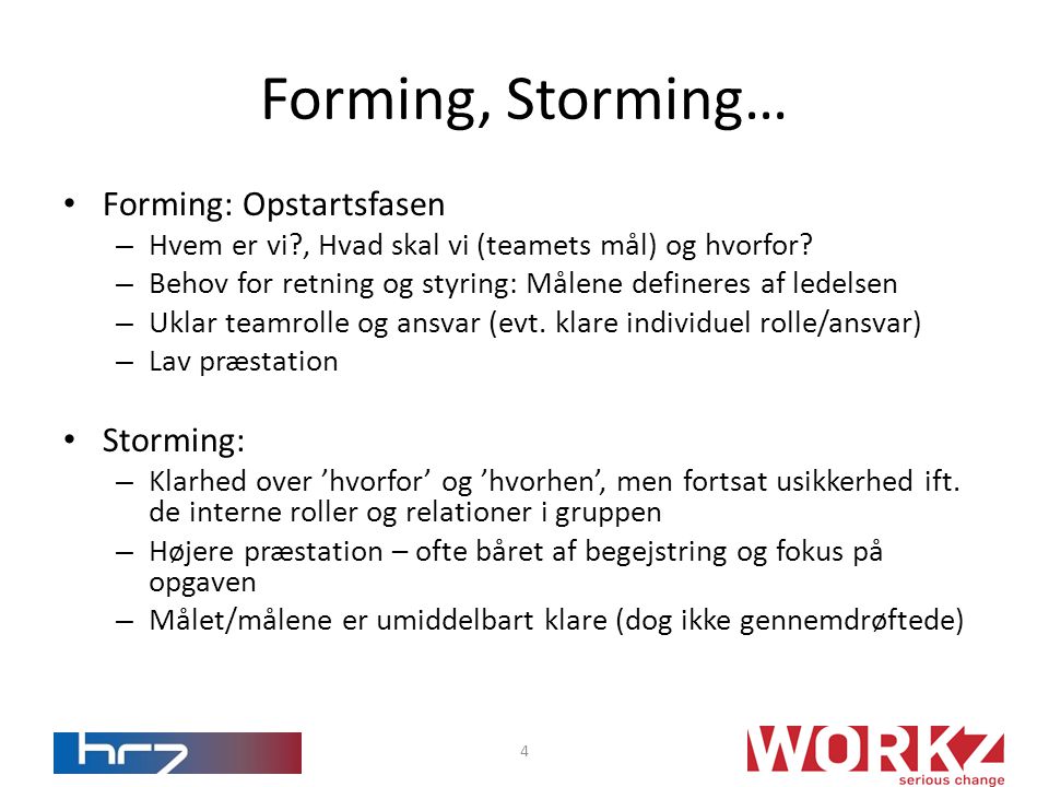 Forming, Storming… Forming: Opstartsfasen Storming: