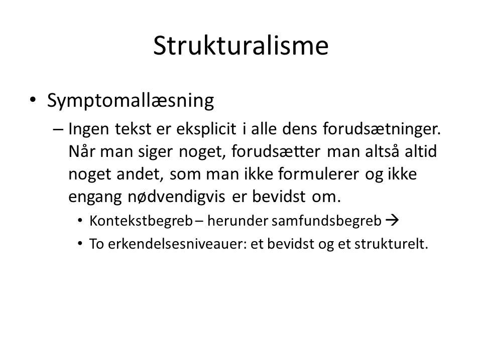 Strukturalisme Symptomallæsning