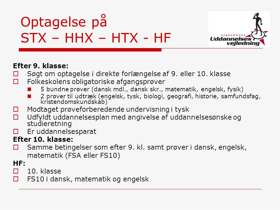 Optagelse på STX – HHX – HTX - HF