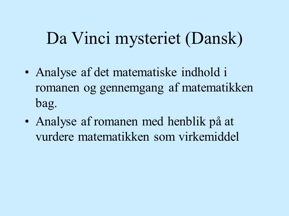 Da Vinci mysteriet (Dansk)