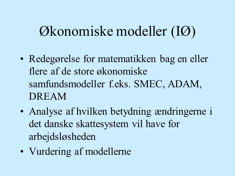 Økonomiske modeller (IØ)