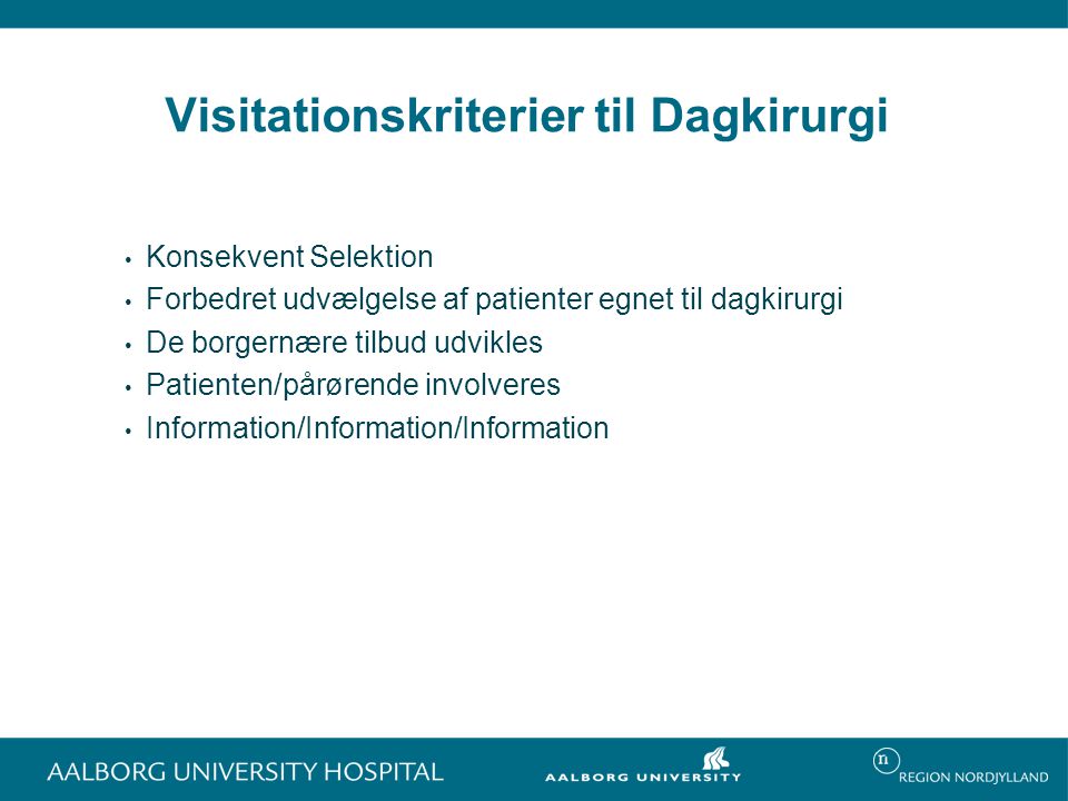 Visitationskriterier til Dagkirurgi