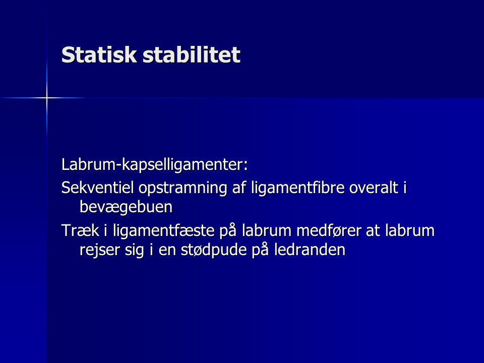 Statisk stabilitet Labrum-kapselligamenter: