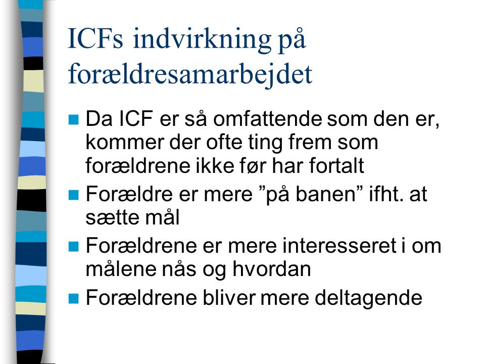 ICFs indvirkning på forældresamarbejdet
