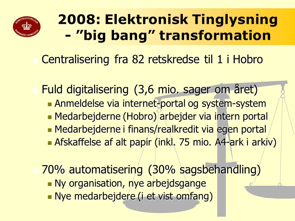 2008: Elektronisk Tinglysning - big bang transformation