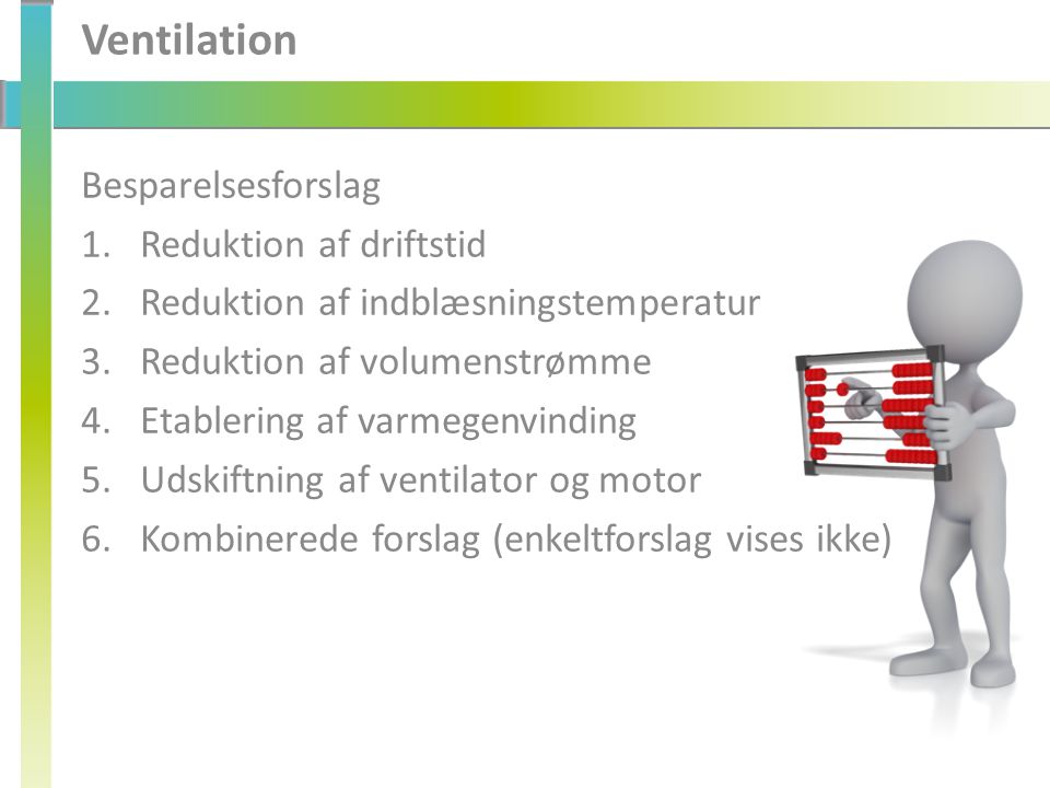 Ventilation Besparelsesforslag Reduktion af driftstid