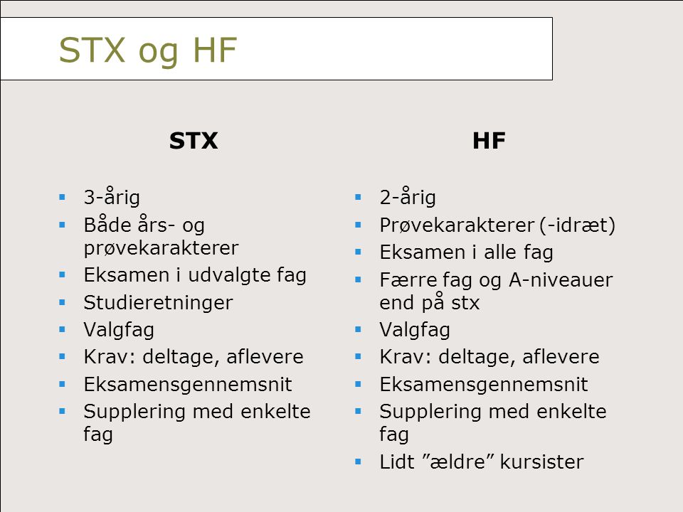 STX og HF STX HF 3-årig Både års- og prøvekarakterer