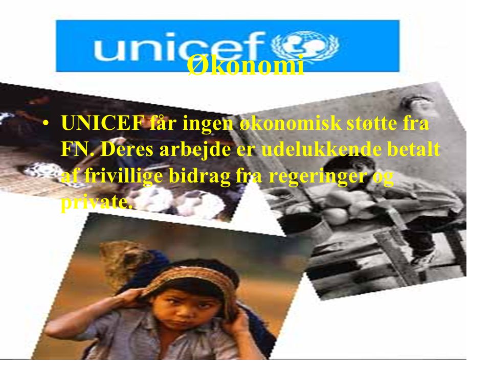 Økonomi UNICEF får ingen økonomisk støtte fra FN.