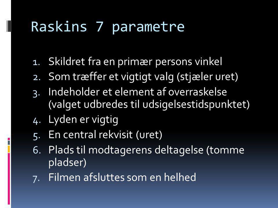 Raskins 7 parametre Skildret fra en primær persons vinkel