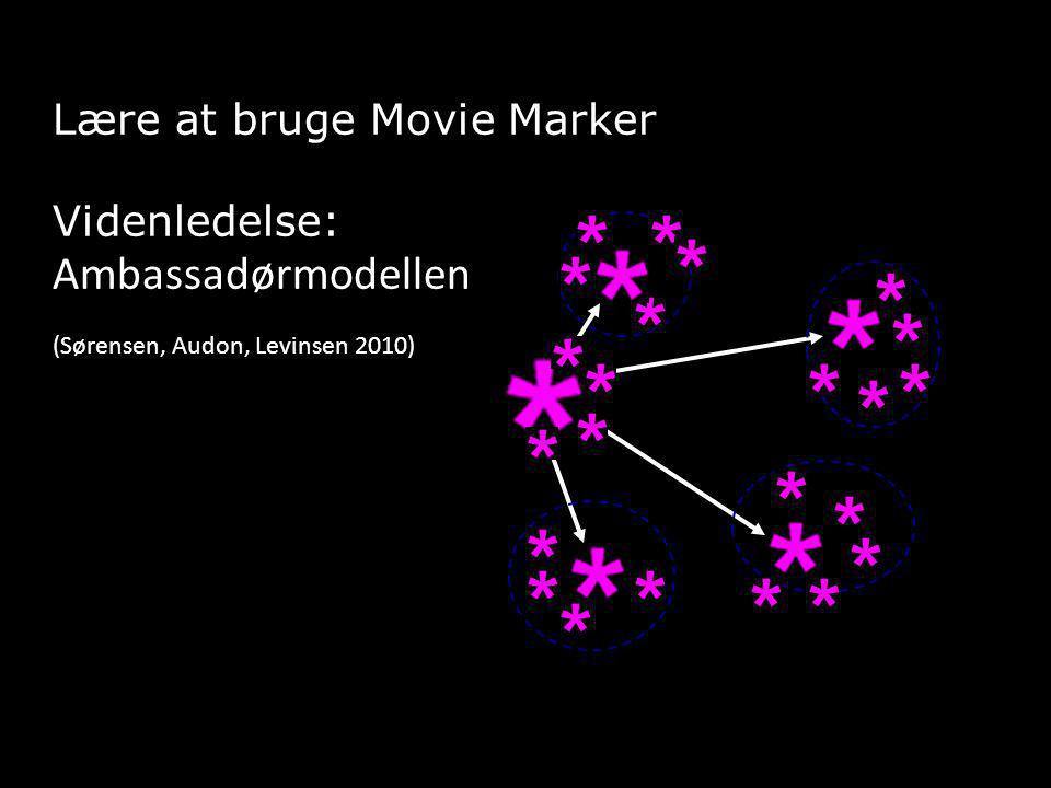 Lære at bruge Movie Marker Videnledelse: Ambassadørmodellen (Sørensen, Audon, Levinsen 2010)