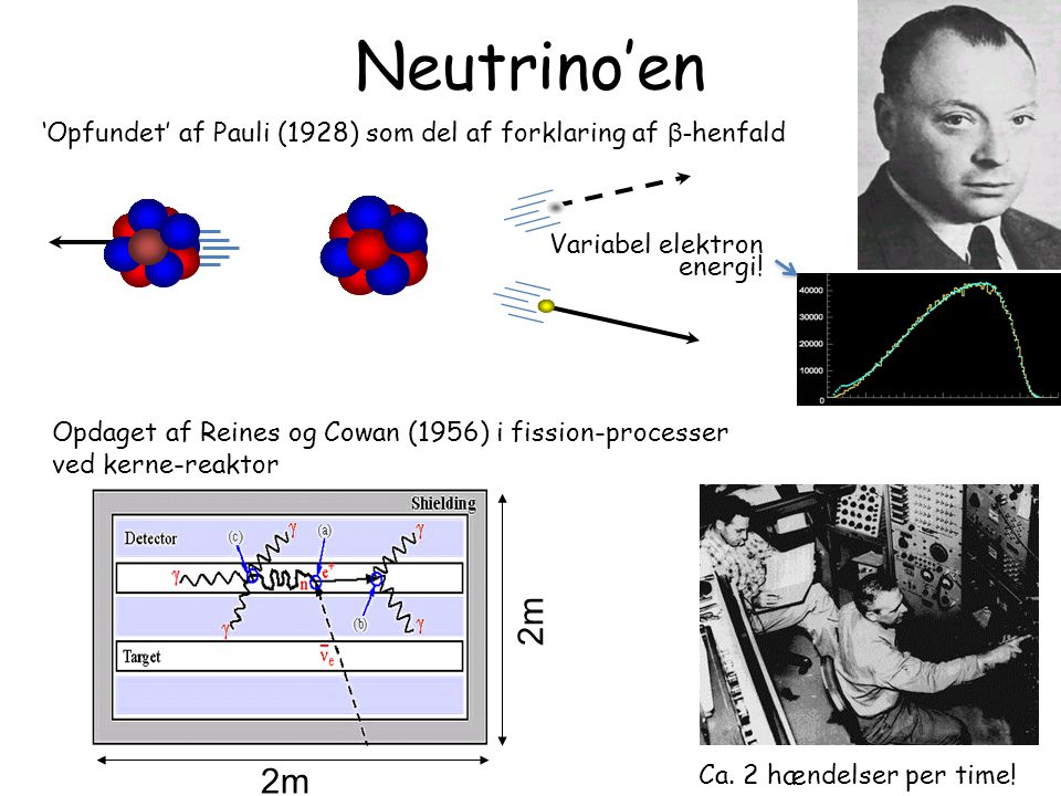 What is the matter 13 March Neutrino’en. ‘Opfundet’ af Pauli (1928) som del af forklaring af β-henfald.