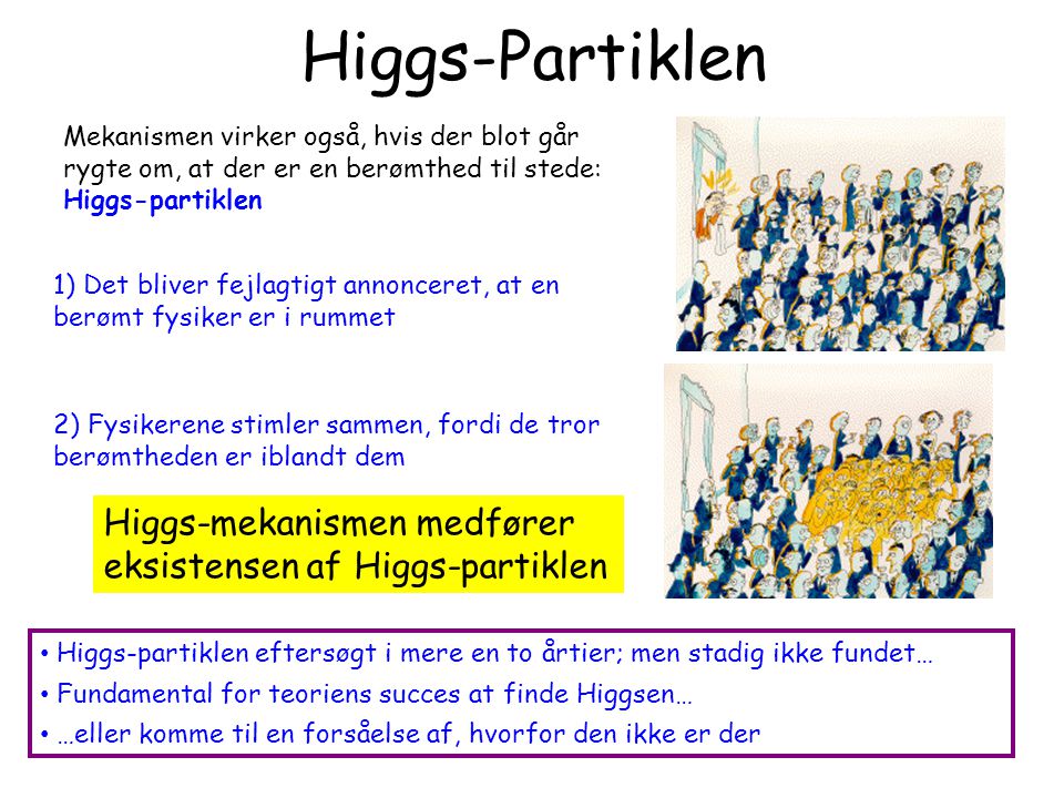 Higgs-Partiklen 1) Det bliver fejlagtigt annonceret, at en berømt fysiker er i rummet.