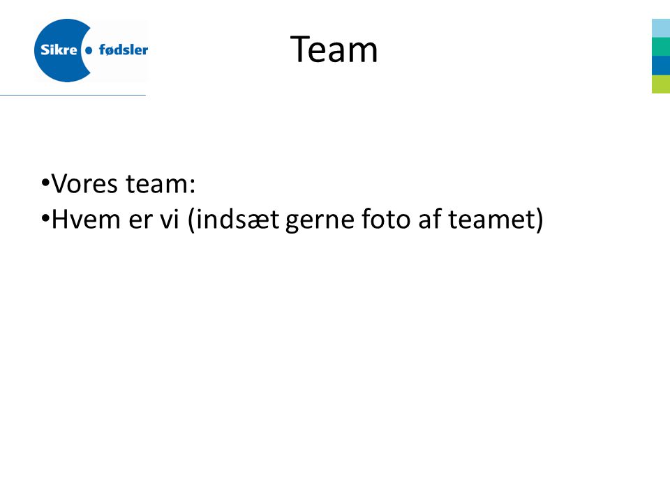 Team Vores team: Hvem er vi (indsæt gerne foto af teamet)