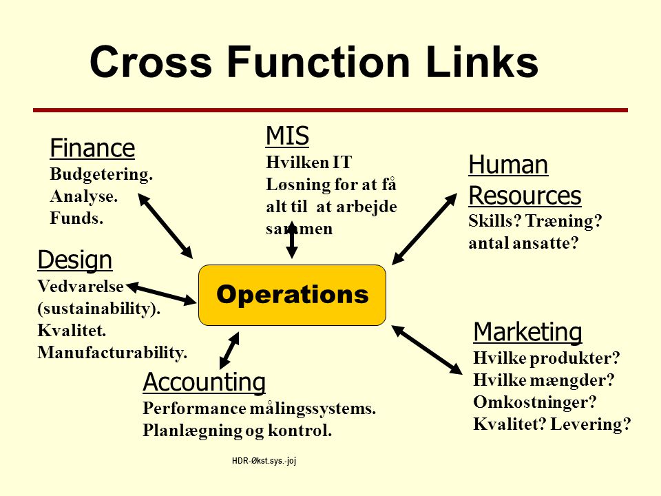 Cross Function Links MIS Finance Human Resources Design Operations