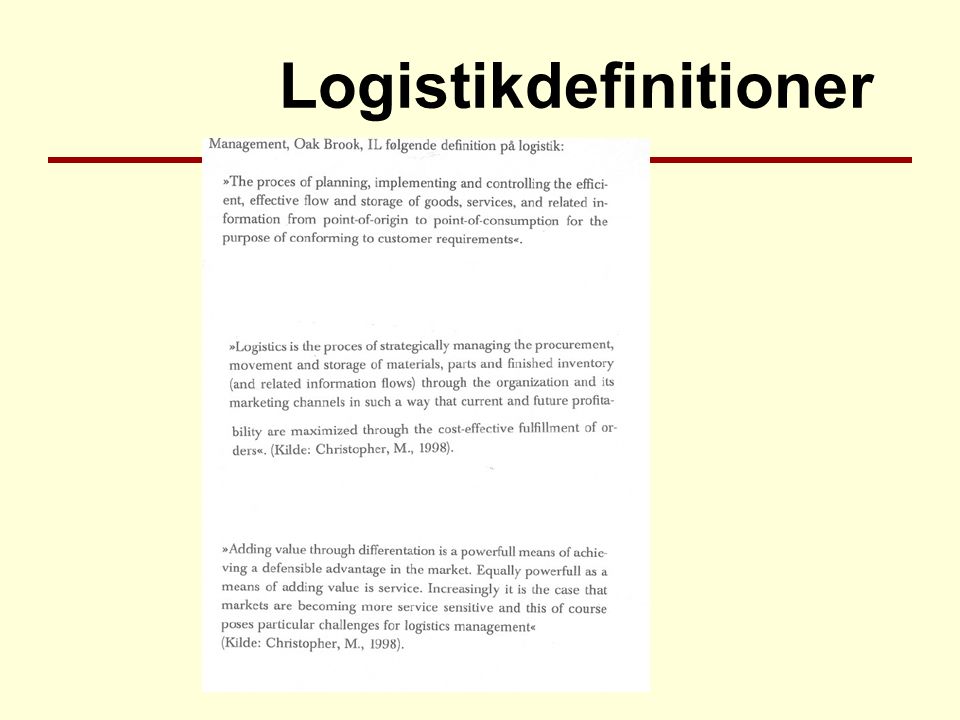 Logistikdefinitioner