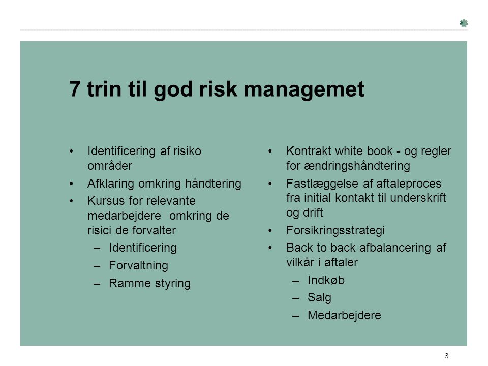 7 trin til god risk managemet