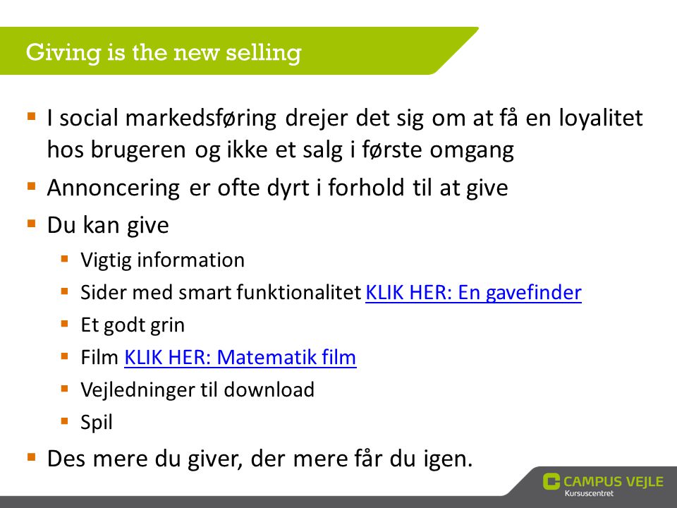 Giving is the new selling