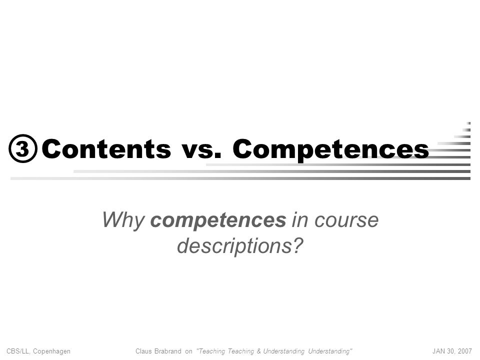 Contents vs. Competences