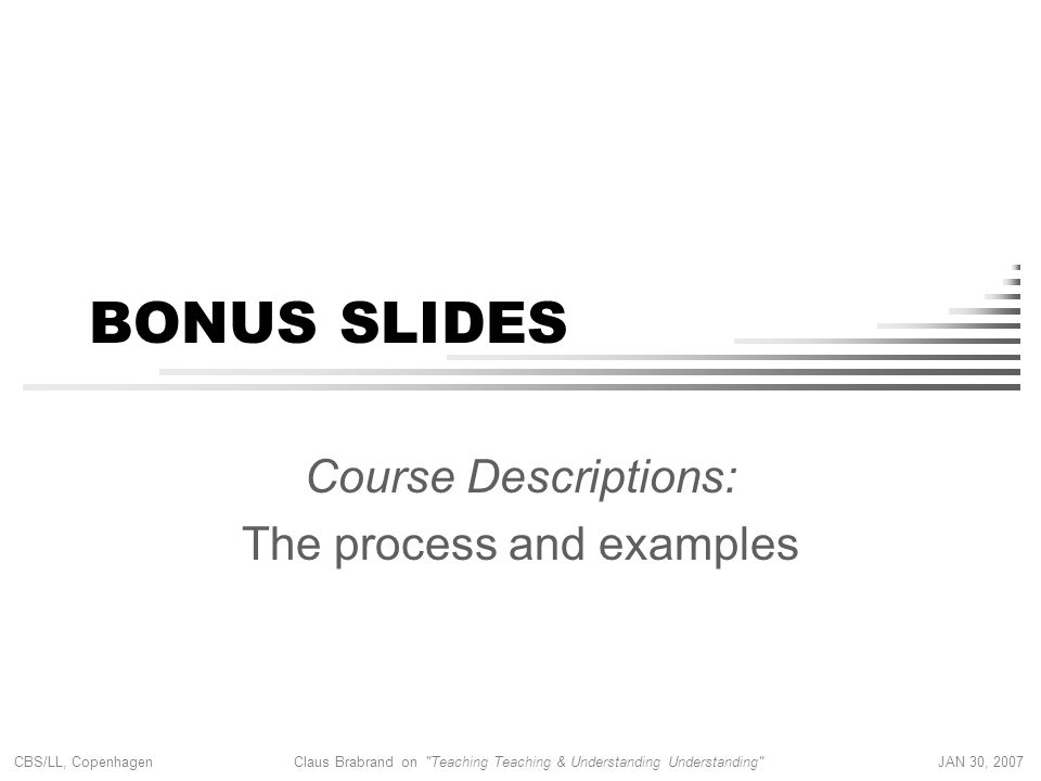 Course Descriptions: The process and examples