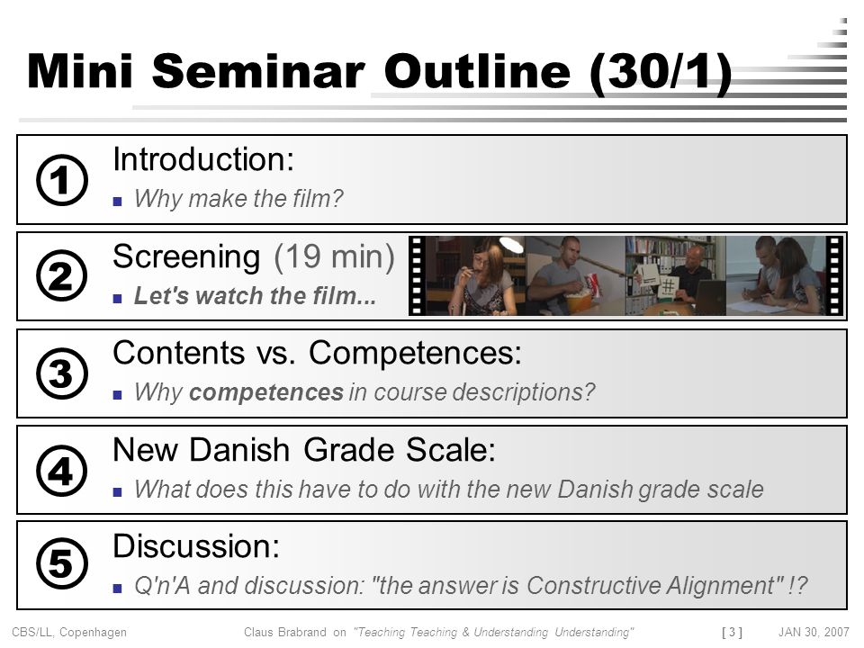 Mini Seminar Outline (30/1)