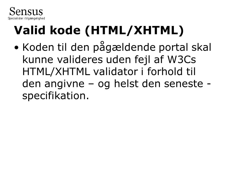 Valid kode (HTML/XHTML)