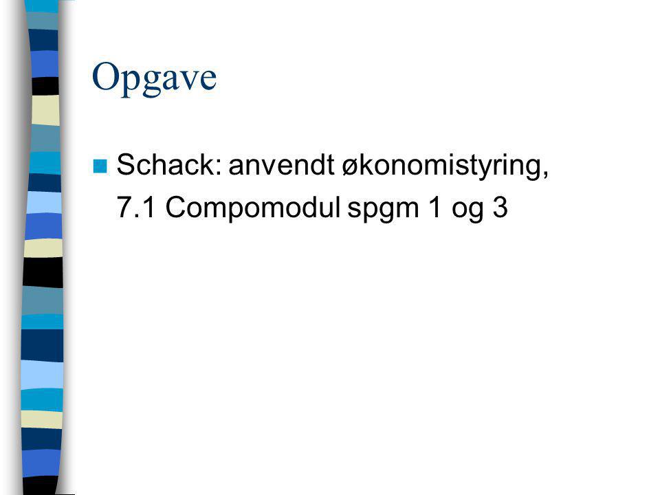 Opgave Schack: anvendt økonomistyring, 7.1 Compomodul spgm 1 og 3